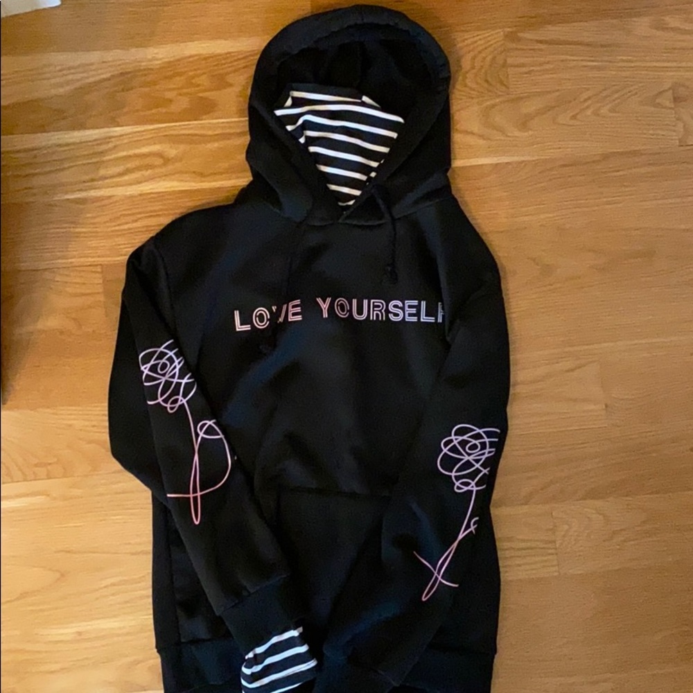 BTS Love Yourself Hoodie with striped turtleneck